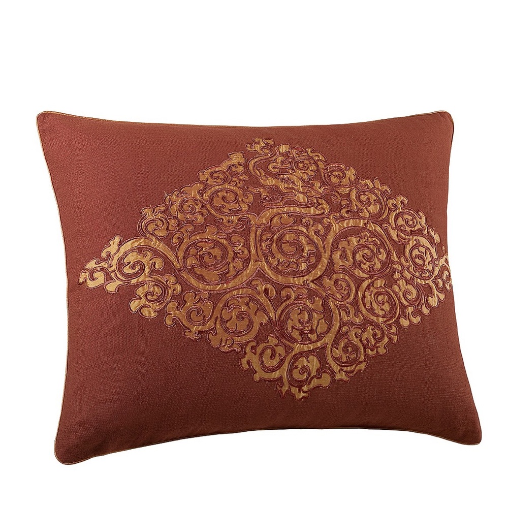 Natori King Standard Pillow Shams (a pair) in Rust and Gold